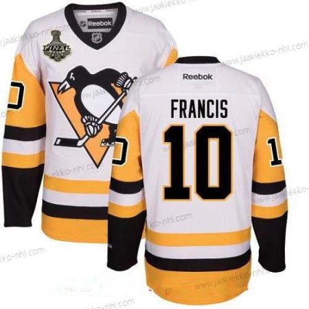 Miesten Pittsburgh Penguins #10 Ron Francis Valkoinen Vieraspaita 2017 Stanley Cup Finals Patch Ommeltu NHL Reebok Jääkiekko Paita