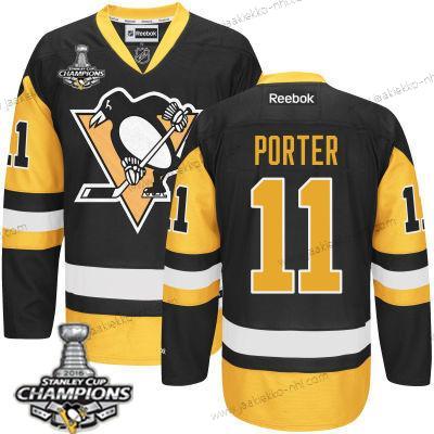 Miesten Pittsburgh Penguins #11 Kevin Porter Musta Vieraspaita Paita 2017 Stanley Cup Champions Patch