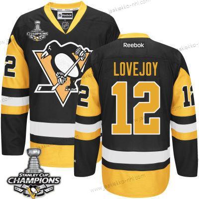 Miesten Pittsburgh Penguins #12 Ben Lovejoy Musta Vieraspaita Paita 2017 Stanley Cup Champions Patch