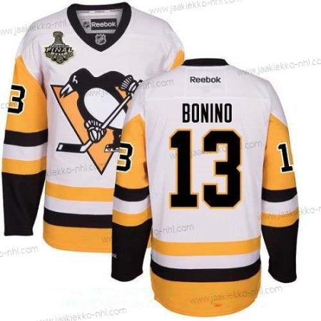 Miesten Pittsburgh Penguins #13 Nick Bonino Valkoinen Vieraspaita 2017 Stanley Cup Finals Patch Ommeltu NHL Reebok Jääkiekko Paita