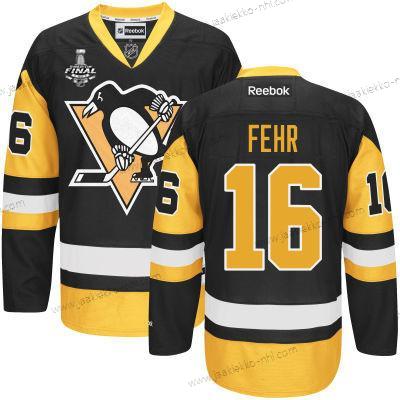 Miesten Pittsburgh Penguins #16 Eric Fehr Musta Vieraspaita 2017 Stanley Cup NHL Finals Patch Paita