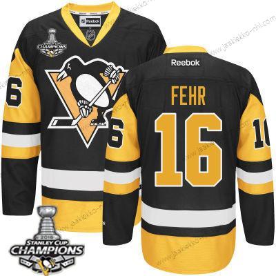 Miesten Pittsburgh Penguins #16 Eric Fehr Musta Vieraspaita Paita 2017 Stanley Cup Champions Patch