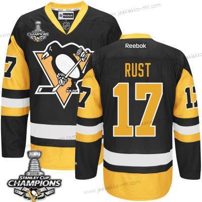 Miesten Pittsburgh Penguins #17 Bryan Rust Musta Vieraspaita Paita 2017 Stanley Cup Champions Patch