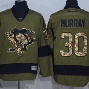 Miesten Pittsburgh Penguins #30 Matt Murray Vihreä Salute to Service Ommeltu NHL Reebok Jääkiekko Paita