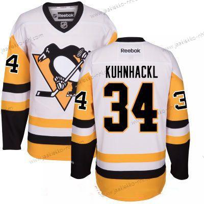 Miesten Pittsburgh Penguins #34 Tom Kuhnhackl Valkoinen Vieraspaita Ommeltu NHL Reebok Jääkiekko Paita