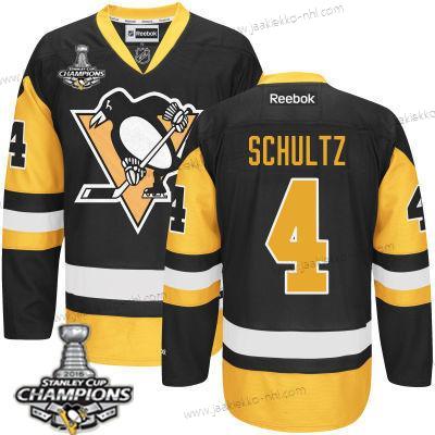 Miesten Pittsburgh Penguins #4 Justin Schultz Musta Vieraspaita Paita 2017 Stanley Cup Champions Patch