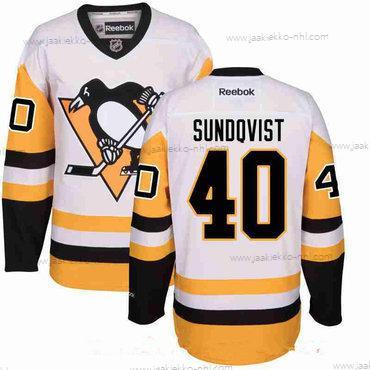 Miesten Pittsburgh Penguins #40 Oskar Sundqvist Valkoinen Vieraspaita Ommeltu NHL Reebok Jääkiekko Paita