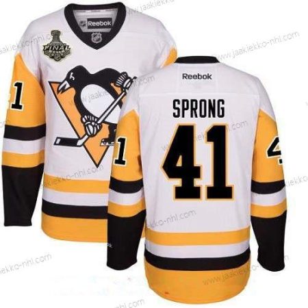 Miesten Pittsburgh Penguins #41 Daniel Sprong Valkoinen Vieraspaita 2017 Stanley Cup Finals Patch Ommeltu NHL Reebok Jääkiekko Paita