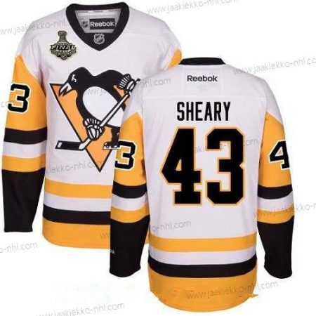 Miesten Pittsburgh Penguins #43 Conor Sheary Valkoinen Vieraspaita 2017 Stanley Cup Finals Patch Ommeltu NHL Reebok Jääkiekko Paita