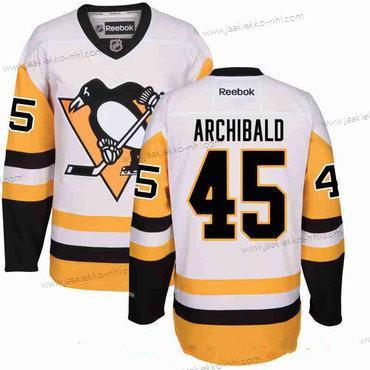 Miesten Pittsburgh Penguins #45 Josh Archibald Valkoinen Vieraspaita Ommeltu NHL Reebok Jääkiekko Paita