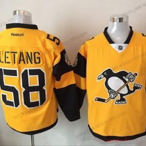 Miesten Pittsburgh Penguins #58 Kris Letang Keltainen 2017 Stadium Series Ommeltu NHL Reebok Jääkiekko Paita