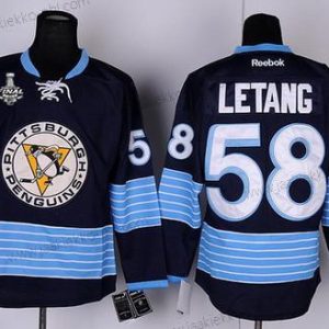 Miesten Pittsburgh Penguins #58 Kris Letang Laivastonsininen Sininen Vieraspaita 2017 Stanley Cup NHL Finals Patch Paita