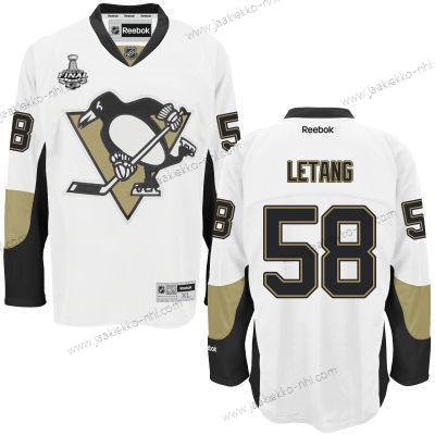 Miesten Pittsburgh Penguins #58 Kris Letang Valkoinen Road 2017 Stanley Cup NHL Finals Patch Paita