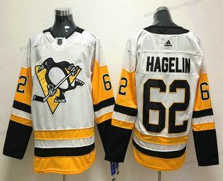 Miesten Pittsburgh Penguins #62 Carl Hagelin Valkoinen 2017-2018 Jääkiekko Ommeltu NHL Paita