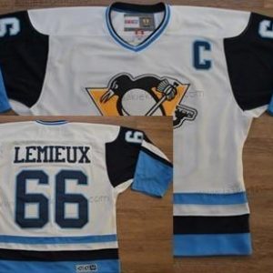 Miesten Pittsburgh Penguins #66 Mario Lemieux 1972 Valkoinen With Sininen Retro CCM Paita