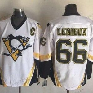 Miesten Pittsburgh Penguins #66 Mario Lemieux 2002-03 Valkoinen CCM Vintage Paita