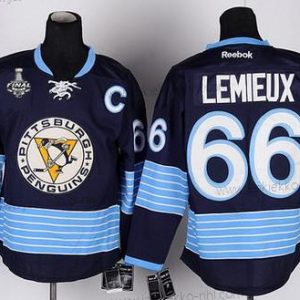 Miesten Pittsburgh Penguins #66 Mario Lemieux Retired Laivastonsininen Sininen Vieraspaita 2017 Stanley Cup NHL Finals C Patch Paita