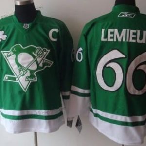 Miesten Pittsburgh Penguins #66 Mario Lemieux St. Patrick’S Day Vihreä Paita