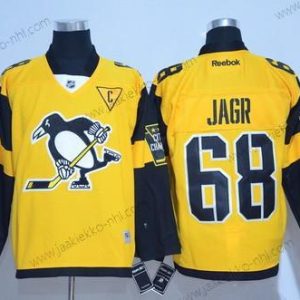 Miesten Pittsburgh Penguins #68 Jaromir Jagr Keltainen 2017 Stadium Series Ommeltu NHL Reebok Jääkiekko Paita