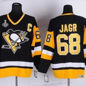 Miesten Pittsburgh Penguins #68 Jaromir Jagr Retired Musta Retro CCM 2017 Stanley Cup NHL Finals C Patch Paita