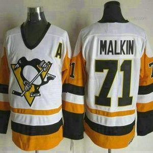 Miesten Pittsburgh Penguins #71 Evgeni Malkin 1988-89 Valkoinen CCM Vintage Paita