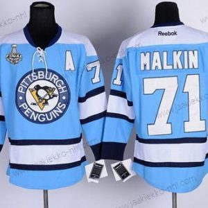 Miesten Pittsburgh Penguins #71 Evgeni Malkin Sininen 2017 Stanley Cup NHL Finals A Patch Paita