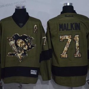 Miesten Pittsburgh Penguins #71 Evgeni Malkin Vihreä Salute to Service Ommeltu NHL Reebok Jääkiekko Paita