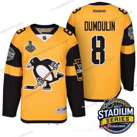 Miesten Pittsburgh Penguins #8 Brian Dumoulin Keltainen Stadium Series 2017 Stanley Cup Finals Patch Ommeltu NHL Reebok Jääkiekko Paita