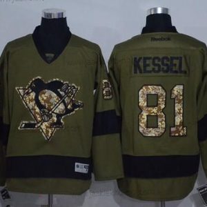 Miesten Pittsburgh Penguins #81 Phil Kessel Vihreä Salute to Service Ommeltu NHL Reebok Jääkiekko Paita