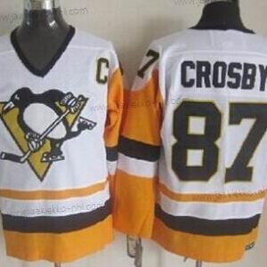 Miesten Pittsburgh Penguins #87 Sidney Crosby 1972 Valkoinen With Keltainen Retro CCM Paita