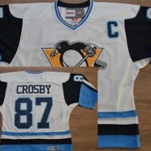 Miesten Pittsburgh Penguins #87 Sidney Crosby 1972 Valkoinen With Sininen Retro CCM Paita