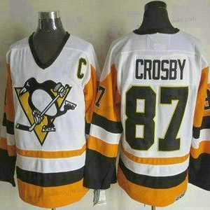 Miesten Pittsburgh Penguins #87 Sidney Crosby 1988-89 Valkoinen CCM Vintage Paita