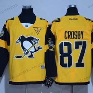 Miesten Pittsburgh Penguins #87 Sidney Crosby Keltainen 2017 Stadium Series Ommeltu NHL Reebok Jääkiekko Paita