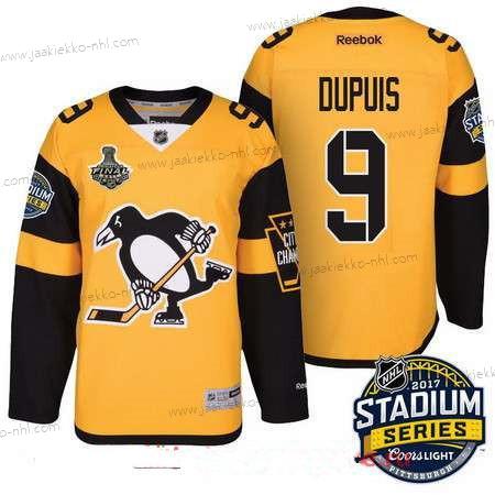 Miesten Pittsburgh Penguins #9 Pascal Dupuis Keltainen Stadium Series 2017 Stanley Cup Finals Patch Ommeltu NHL Reebok Jääkiekko Paita