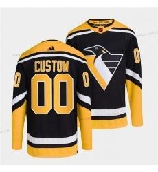 Miesten Pittsburgh Penguins Mukautettu Musta 2022 Käänteinen Retro Ommeltu Paita