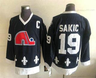 Miesten Quebec Nordiques #19 Joe Sakic Musta CCM Retro Ommeltu NHL Paita