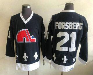 Miesten Quebec Nordiques #21 Peter Forsberg Valkoinen CCM Retro Ommeltu NHL Paita