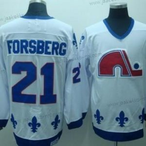 Miesten Quebec Nordiques #21 Peter Forsberg Valkoinen Retro CCM Paita