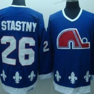 Miesten Quebec Nordiques #26 Peter Stastny Laivastonsininen Sininen Retro CCM Paita