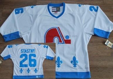 Miesten Quebec Nordiques #26 Peter Stastny Valkoinen With Sininen Retro CCM Paita