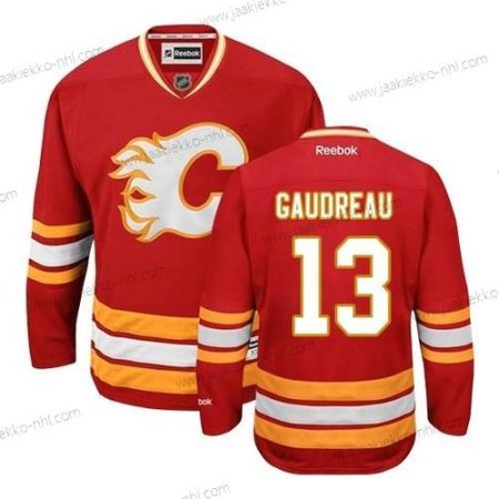 Miesten Reebok Calgary Flames #13 Johnny Gaudreau Punainen Premier Vieraspaita Paita