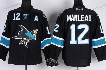 Miesten San Jose Sharks #12 Patrick Marleau Musta Vieraspaita Paita