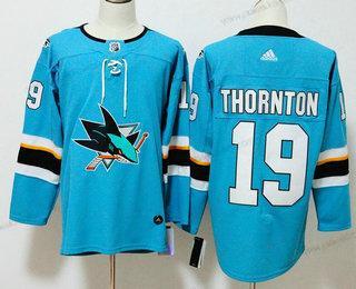 Miesten San Jose Sharks #19 Joe Thornton Sinivihreä Sininen 2017-2018 Jääkiekko Ommeltu NHL Paita