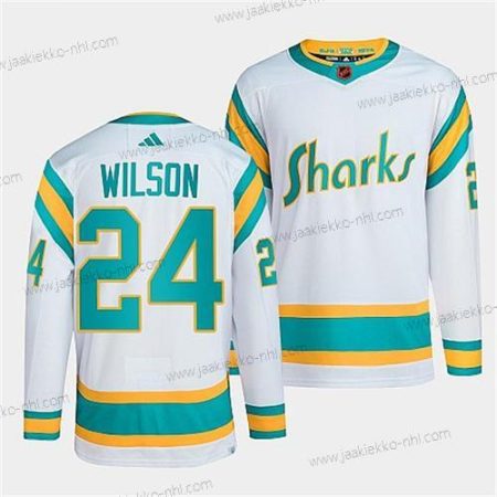 Miesten San Jose Sharks #24 Doug Wilson Valkoinen 2022 Käänteinen Retro Ommeltu Paita