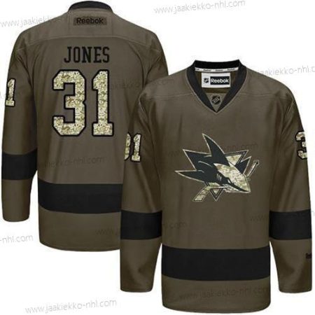 Miesten San Jose Sharks #31 Martin Jones Reebok Vihreä Maastokuvio Pelaaja Paita