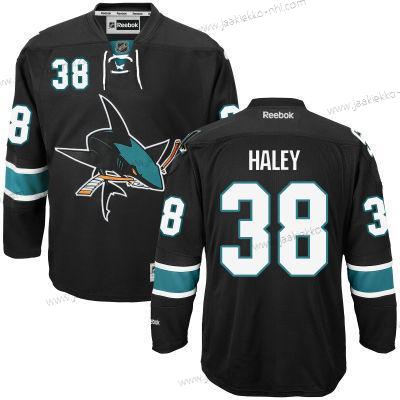 Miesten San Jose Sharks #38 Micheal Haley Musta Vieraspaita Jääkiekko Paita