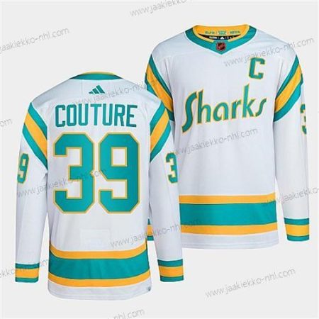 Miesten San Jose Sharks #39 Logan Couture Valkoinen 2022 Käänteinen Retro Ommeltu Paita