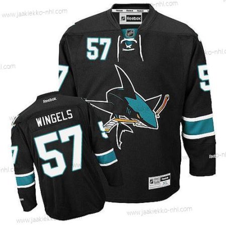 Miesten San Jose Sharks #57 Tommy Wingels Musta Vieraspaita Paita