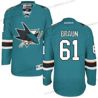 Miesten San Jose Sharks #61 Justin Braun Sinivihreä Kotiottelupaita Paita