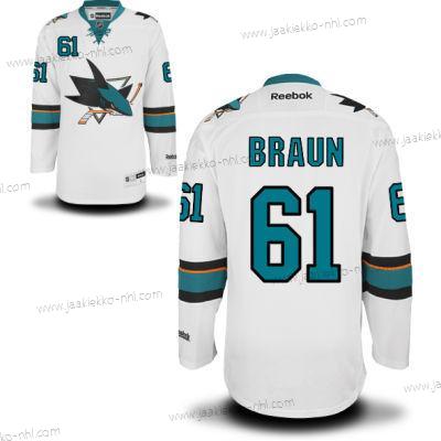 Miesten San Jose Sharks #61 Justin Braun Valkoinen Kolmas paita Jääkiekko Paita